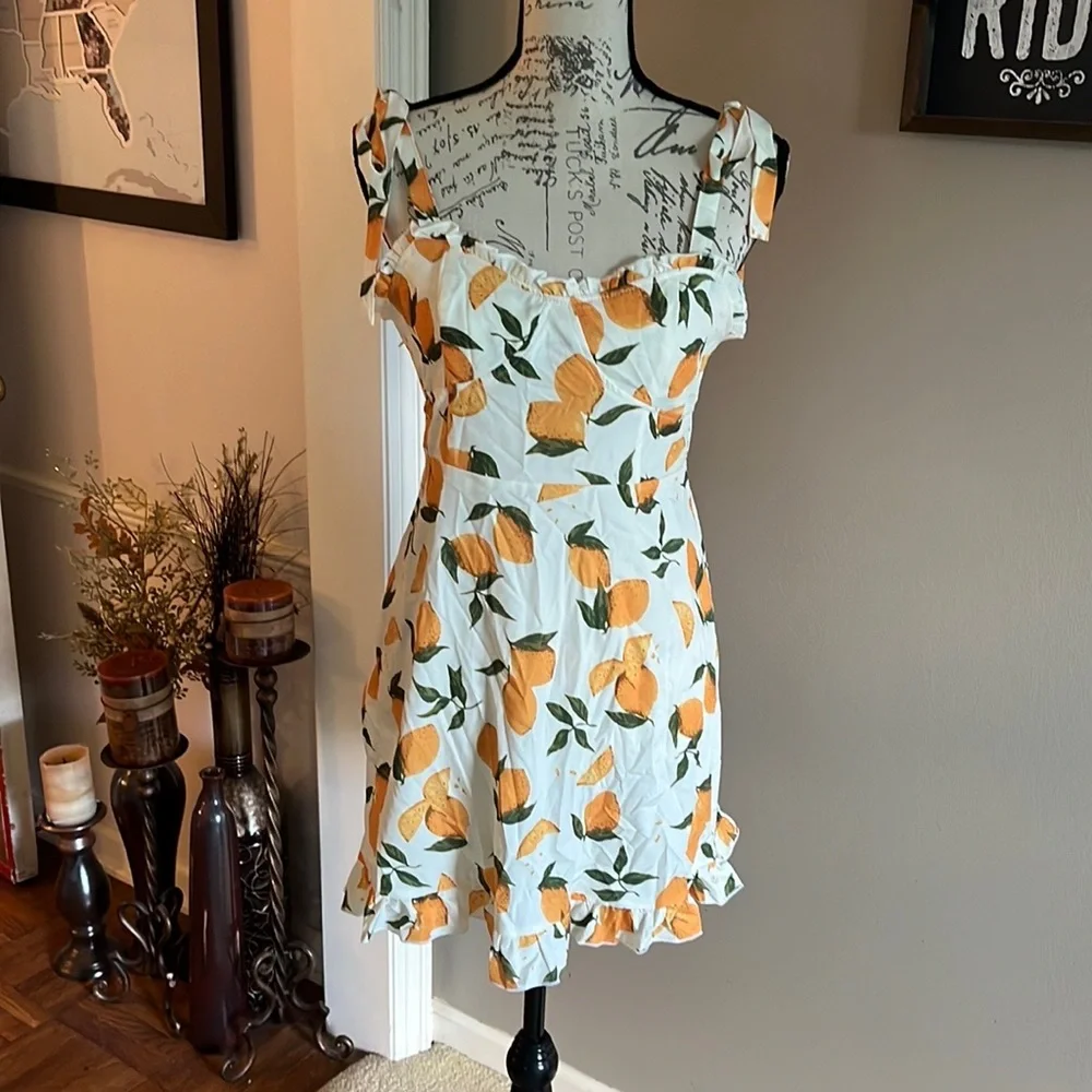 NWOT Lemon Print Mini Dress by Cider, medium - Picture 7 of 7